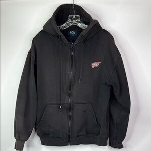 Vintage Vos Sports Red Wing Black Thick Hooded Grunge Sweatshirt Size Large